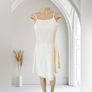 Divided White Sleeveless Spaghetti Strap Sundress